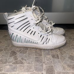 Nike White High-Top Sneakers with Teal Interior Accents