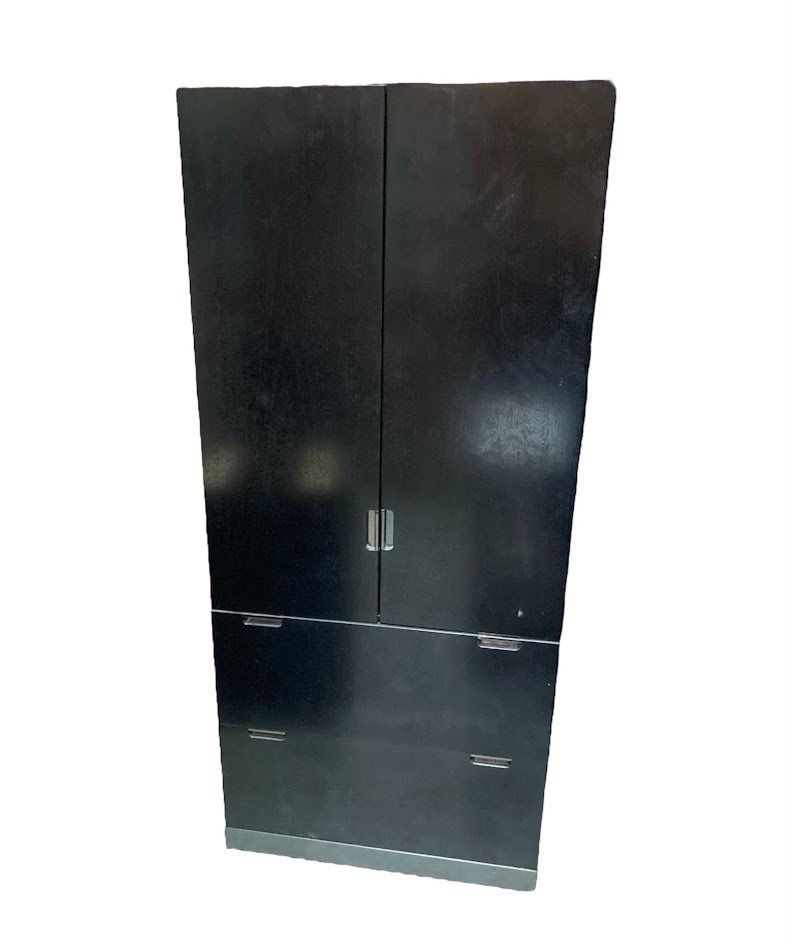 Black storage cabinet with two drawer lateral file