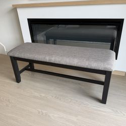 48” Upholstered Entryway Bench – Black Wood Frame