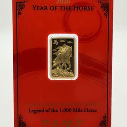 2026 5g Gold Pamp Suisse Year Of The Horse Lunar Bar