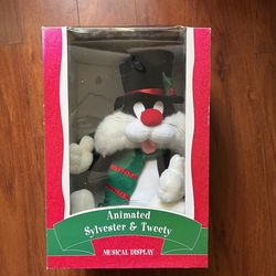 Looney Tunes SYLVESTER and TWEETY Christmas Musical Animatronic Figure - WORKS