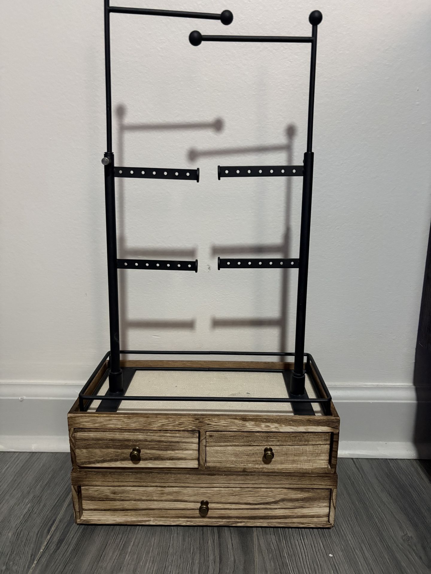 Rustic Wood (fake) and Black Organizer For Jewelry