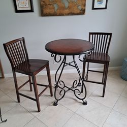 Tall Cofe Table And Two Tall Chairs