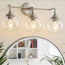 Bathroom Light Fixtures 3-Light Brushed Nickel Vanity Light 31"