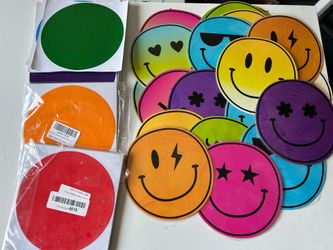 Floor stickers and smiley face place holders/decor bundle
