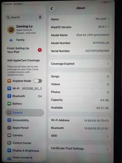 ipad air 4th silver grey 64G silver Wi-Fi Unlocked