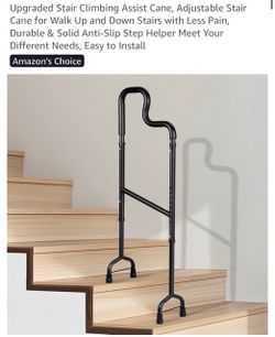 Upgraded Stair Climbing Assist Cane, Adjustable Stair Cane for Walk Up and Down Stairs with Less Pain, Durable