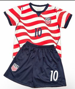 USA Soccer Christian Pulisic #10 Youth Jersey and Shorts Set 16 20 22 26 28