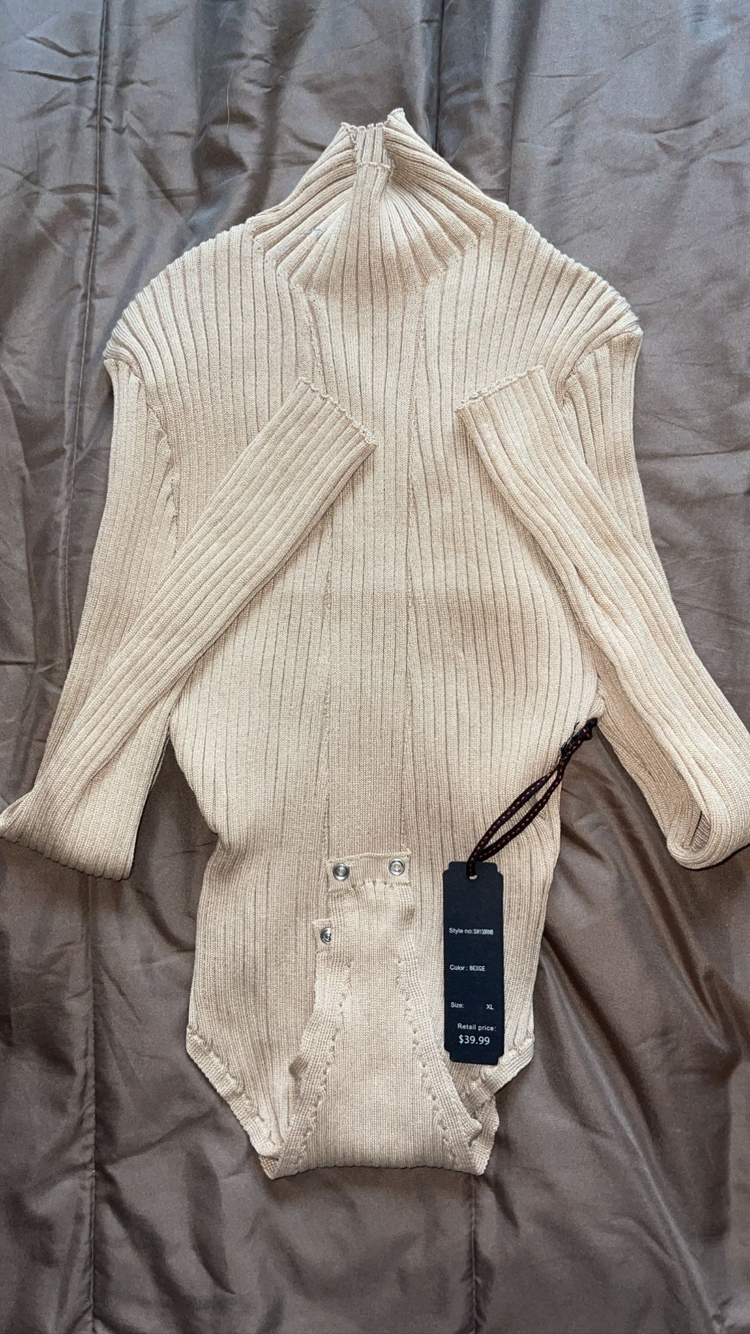 Beige Turtleneck Bodysuit Size Large/X-Large