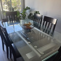 Glass Dining Table w/ 6 Chairs