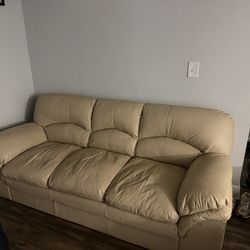 2 in 1 Beige leather couch & chair
