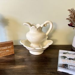 Vintage White Pitcher And Bowl Set