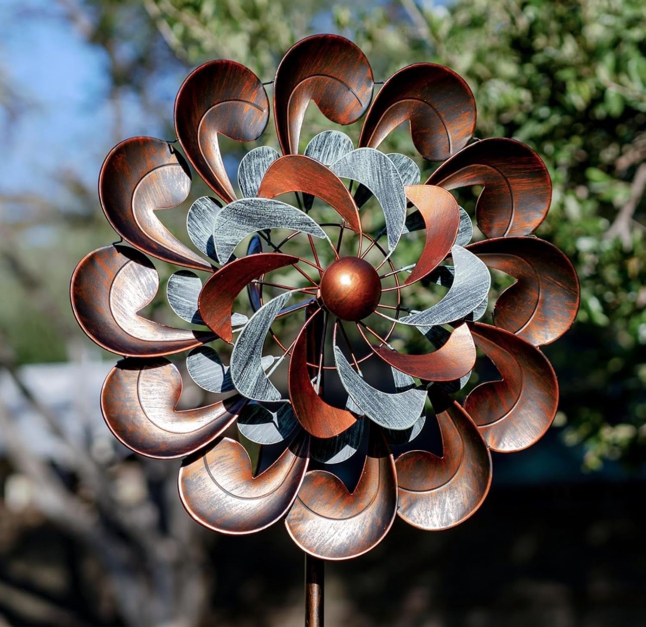 Wind Spinner Outdoor Garden Decor, Wind Spinners for Yard and Garden, 84 inch Copper Wind Sculptures & Spinners for Yard Decorations - Larger Spinners