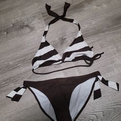 Striped Swim Suit Size L