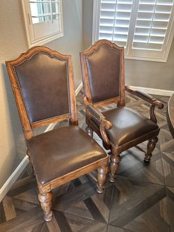 8 LEATHER DINING CHAIRS - HIGH BACK