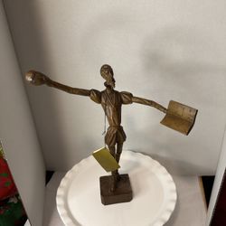 Vintage Hand Carved Don Quixote Wooden Statue