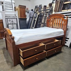 Twin captains bed and mattress