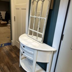 Bramble Entry Table and Mirror - Vintage White