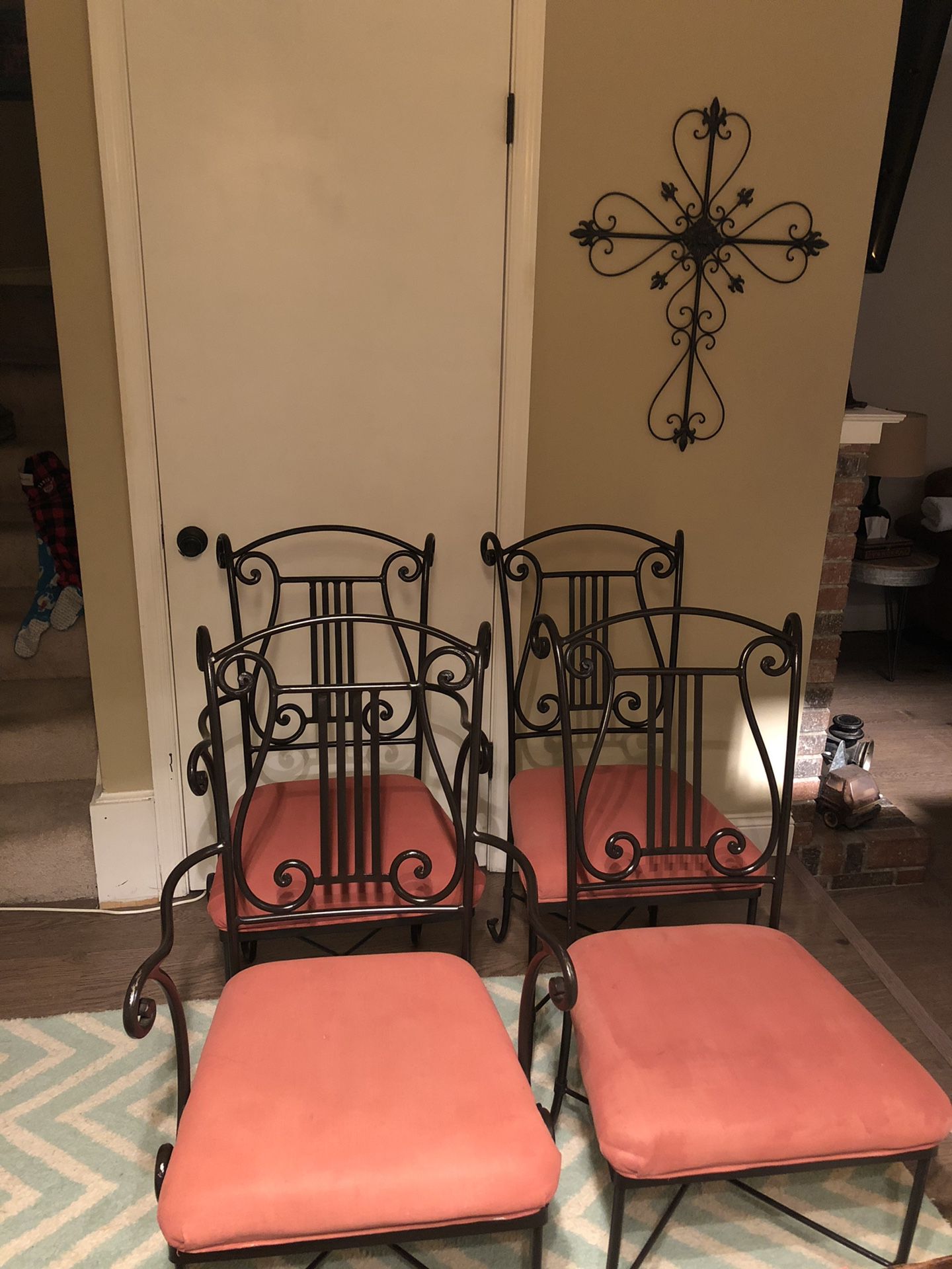 Set of 4 Wrought Iron Dining Chairs
