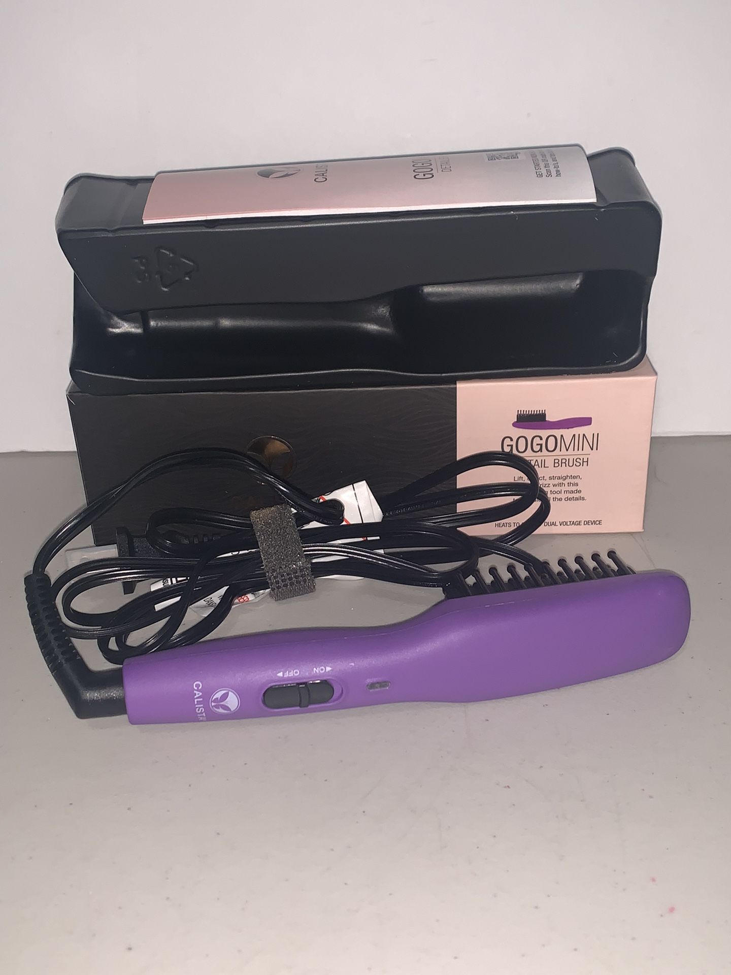 Calista GoGo Mini Detail Purple Brush Compact Touch Up Heat Styling Tool NEW