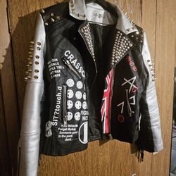  SX Graphic Studded Leather Punker Jacket (Women)
