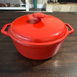 Vintage Color Cast Enameled Cast Iron Dutch Oven - Made in Ireland (Red)