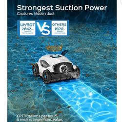 Cordless Robotic Pool Cleaner, Automatic Pool Vacuum, Self-Parking Technology, 130Mins Superior Endurance for Above/Inground Pools up to 1300Sq.ft