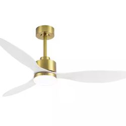 Breezary Sawyer 52 in. Integrated LED Indoor Gold White-Blades Ceiling Fans with Light and Remote Control