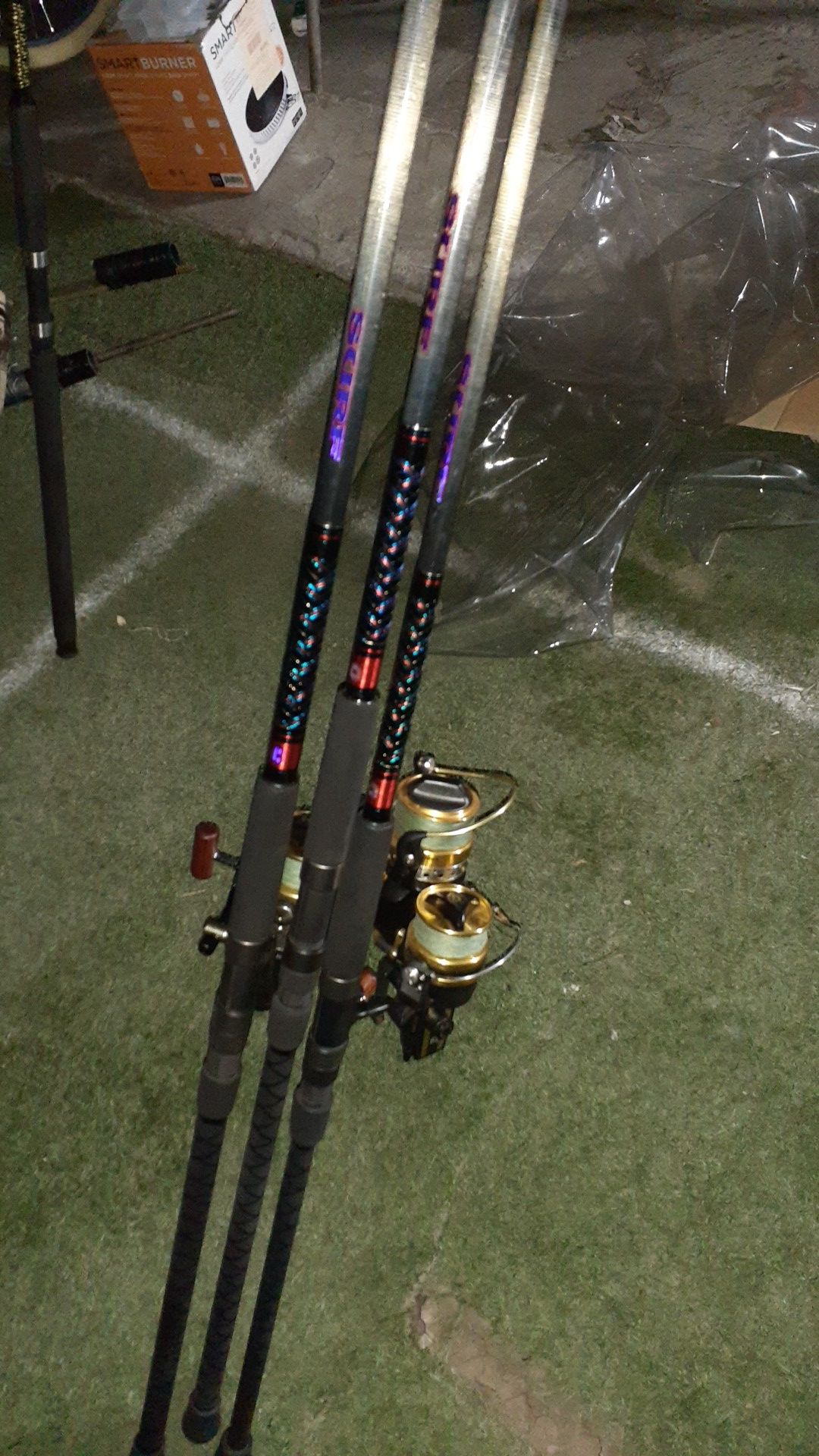 Fishing poles with reels,8,10,11,