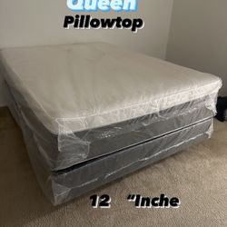 New Queen Pillowtop Mattress And Box Spring Set 