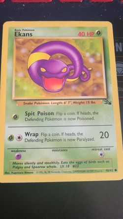 Pokemon Card Ekans- Fossil Edition- kids toys game card
