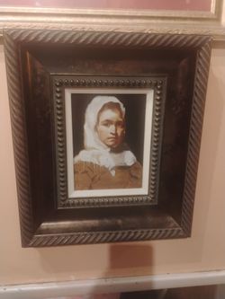 Oil painting in solid wood frame