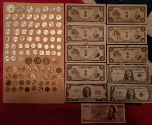 Lot of Vintage Notes and Coins