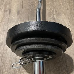 BRAND NEW Olympic Equipment: 4 ft Curl Bar & Weight Plates (Total: 105 lbs)