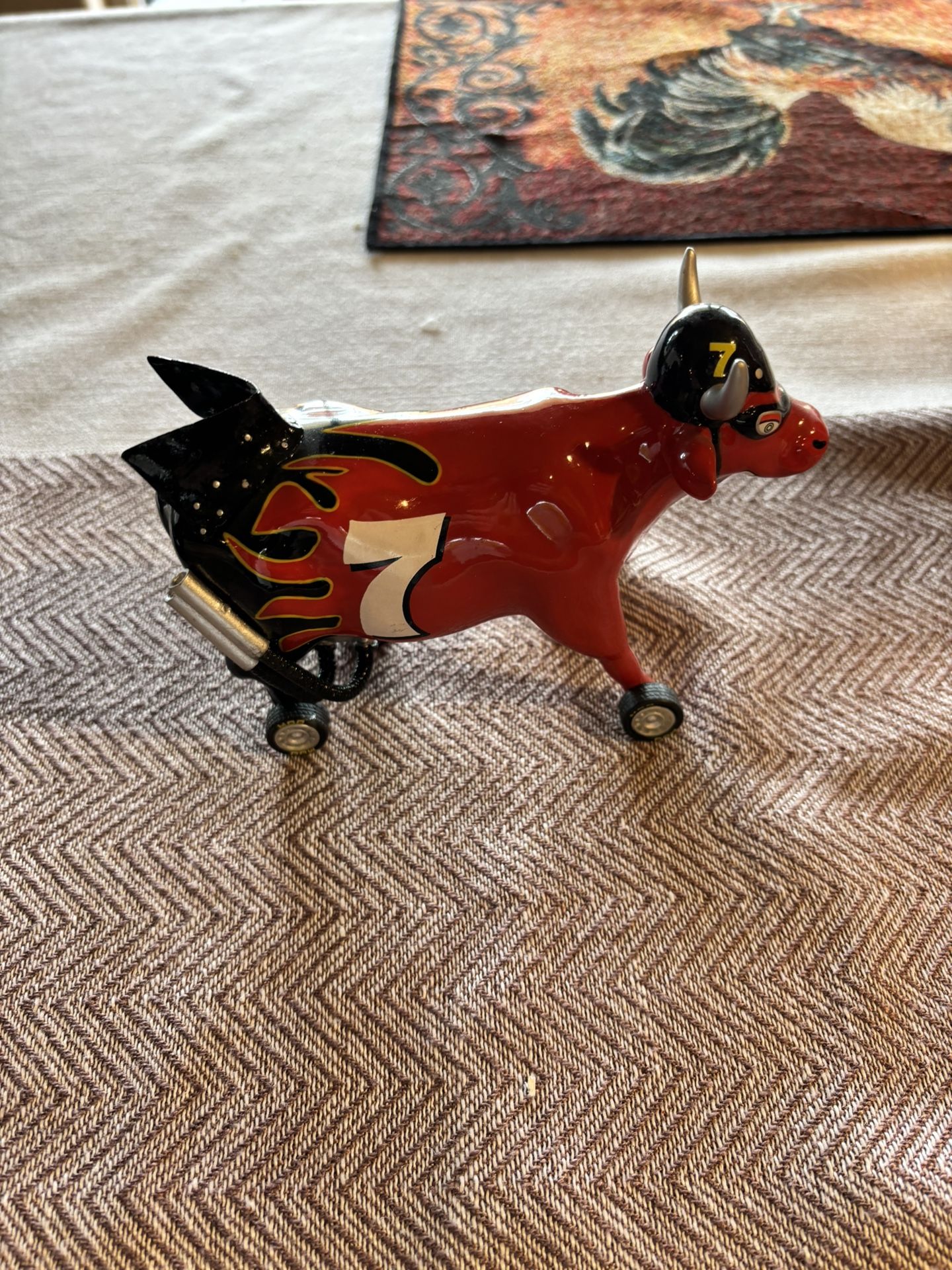 Cow Parade "Nascow Stockyard Cow" Racing Nascar Figure