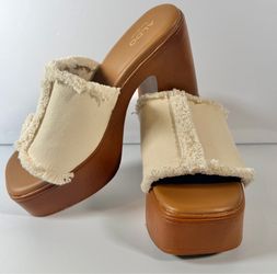 ALDO Maysee Open Natural Women Heeled Mules Lightweight Shoes Size US 7-EU 37.5
