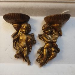 Vintage Pair Of Angel Wall Hangings