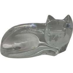 Beautiful, Signed VAL ST LAMBERT CRYSTAL CAT STATUE. Curled Kitty Kitten Pussycat With A Chipped Ear So Only….