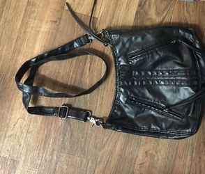 Black Faux Leather Bag - Over the shoulder/messenger style