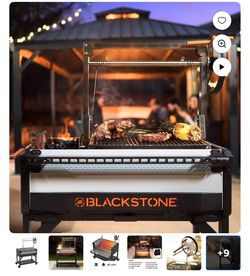 Blackstone Bronco Parrilla de Llama Abierta con Cubierta Suave y Rastrillo para Carbón