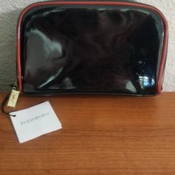 *YSL* Yves Saint Laurent Beaute Black Patten Leather Make-up/Toiletry Bag