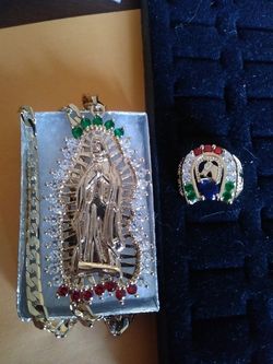 14k gold filled Virgen de guadalupe set