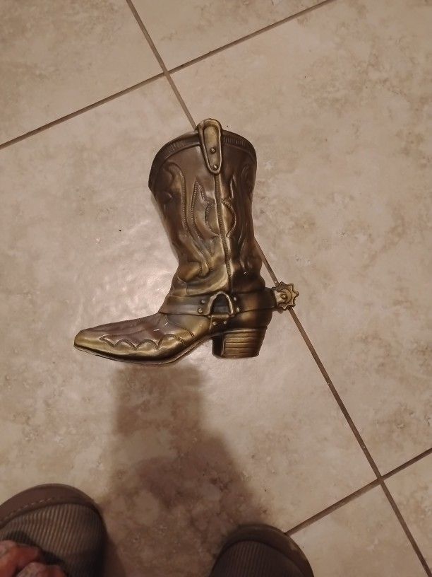 Vintage Brass Cowboy Planter Vase