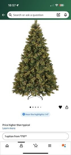 National Tree Company 7.5 ft Pre-Lit Carolina Pine Artificial Christmas Tree, 750 Clear Lights