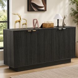 Sideboard Dark Gray Fluted Cabinet