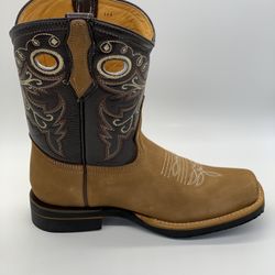 Western Leather Square Toe Boot