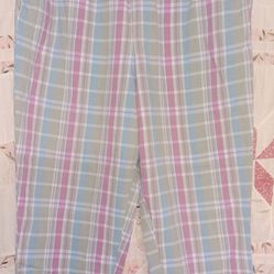 Women's pastel plaid Blair capri crop pants large