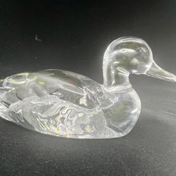 FENTON Clear Glass Duck Mallard Figurine