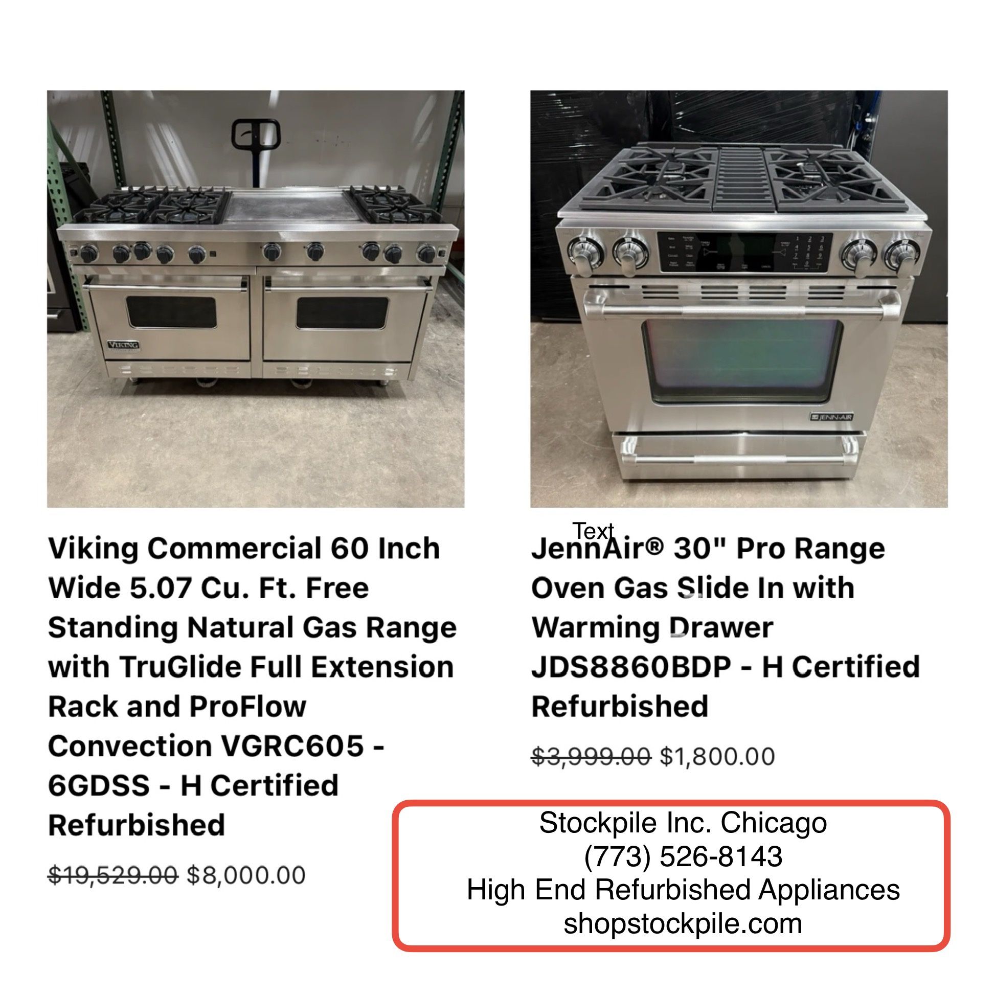 High End Commercial Appliance Outlet - Viking Sub Zero KitchenAid JennAir Wolf