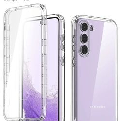 AICase Galaxy S23 Plus Clear Rugged Case with Tempered Glass Screen Protector and Soft Silicone Shockproof Bumper - 6.6" - NEW